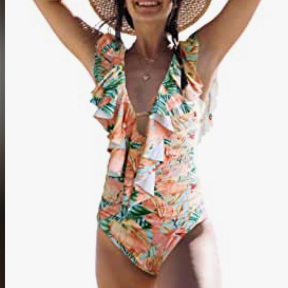 NWT Sporlike One Piece Ruffle Bathing Suit